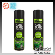 2x AutoTek Satin Black Multi-Purpose Aerosol Spay Paint 500ml New