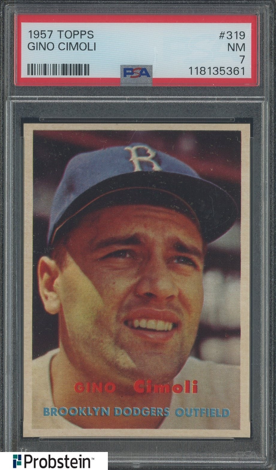 1957 Topps #319 Gino Cimoli Brooklyn Dodgers PSA 7 NM