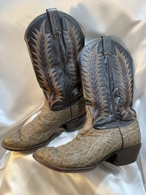 Vintage Tony Lama 8601 Gold Label Exotic Elephant Print Cowboy Boots Size 9.5