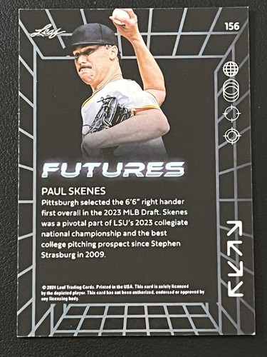 2024 Leaf Futures Paul Skenes Rookie Year #156 Pittsburgh Pirates - Afbeelding 2 van 3