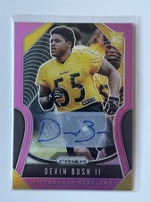 2019 Panini Prizm Rookies Devin Bush II Pink Prizm Autographs. Steelers