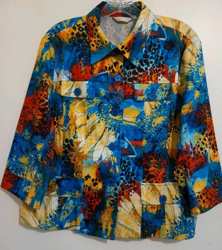 Giacca Erin London PL Boho colori pavone bottoni maniche 3/4 bellissima wow - Foto 1 di 10