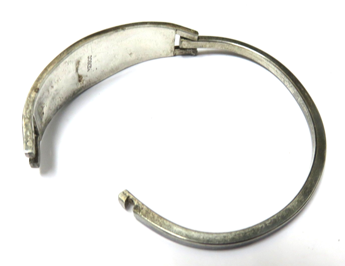 Solid Sterling Silver "Gemstone Inlay" Hinged Bra… - image 2