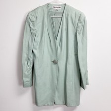 VTG Christian Dior Blazer Jacket Womens 8 Blue Green USA Made