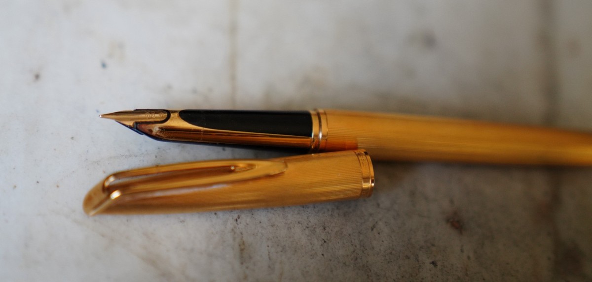 Stylo Plume Waterman CF - Plume En Or Massif 18 Carats - Modèle 'Poussière D'Or' - Occasion