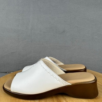 Munro American Aruba White Leather Slip-On Slide Sandals Women s Size 5M US