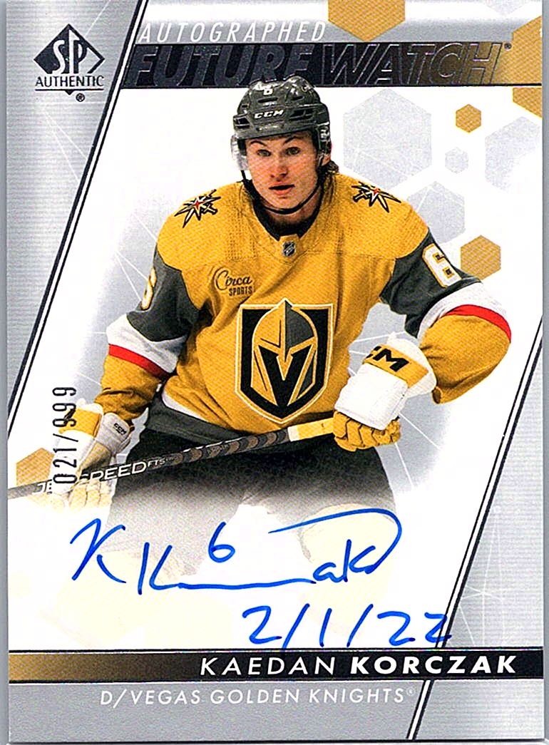 2022-23 SP Authentic #122 Kaedan Korczak Future Watch Auto Inscribed /999