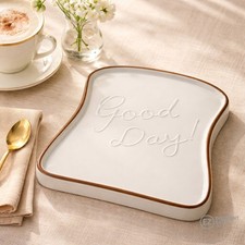 4 x Kitchenware Ceramic Bread Shape Plate Food Tray Porcelain Pastry, Brand New