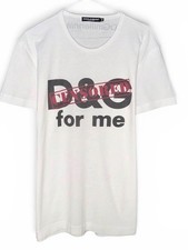Dolce & Gabbana White Tee with Black Logo and Censored Stamp