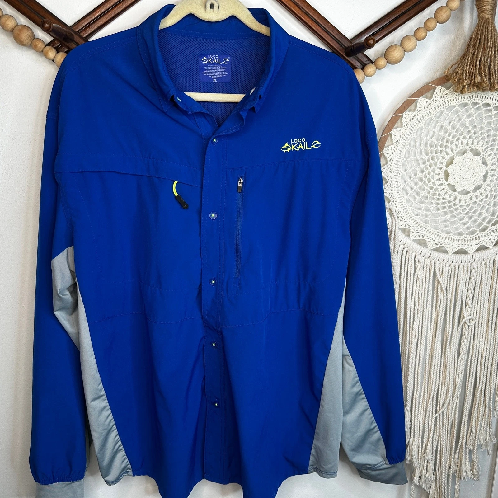 Loco Kaile Blue Gray Long Sleee Performance Fishing Shirt XL