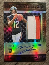 Velus Jones Jr 2022 Panini Illusions First Impressions Black RPA RC 27/50 Bears