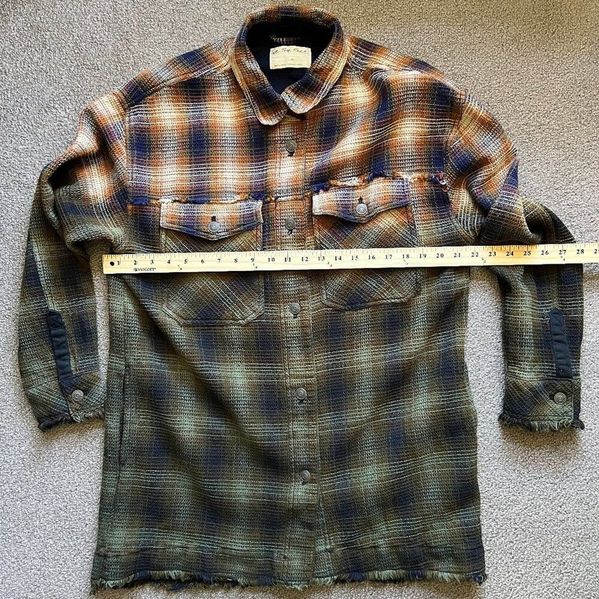 We the Free Anneli Plaid Shirt Jacket  Shacket Tobacco Ombre Free People | Sz M View 6