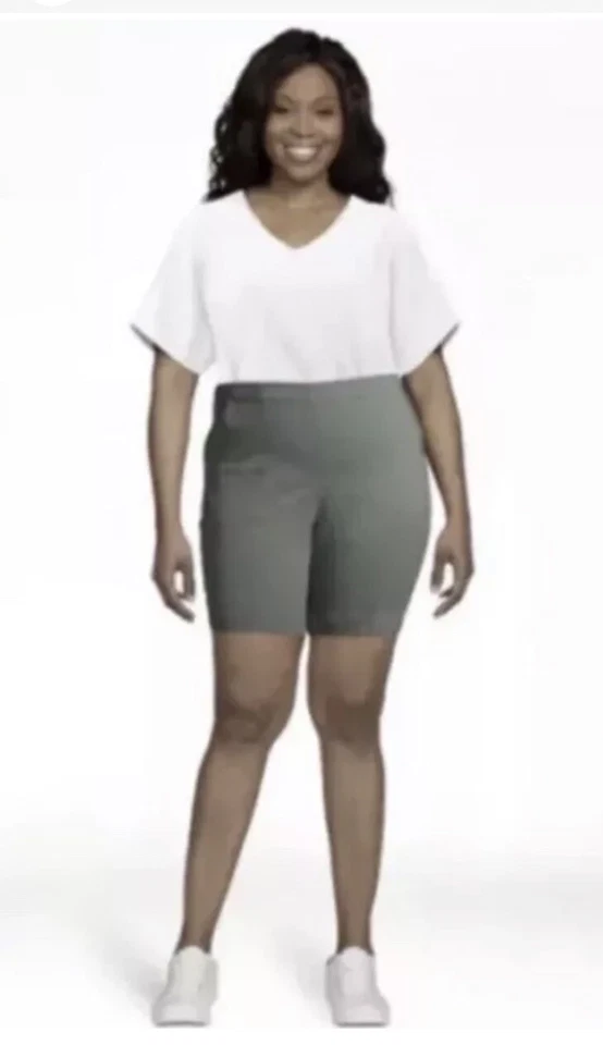 Pantalones Cortos de Denim Just My Size Para Mujer Plus 2 Bolsillos Verde Suave Talla 1X NUEVO Foto 4 de 4