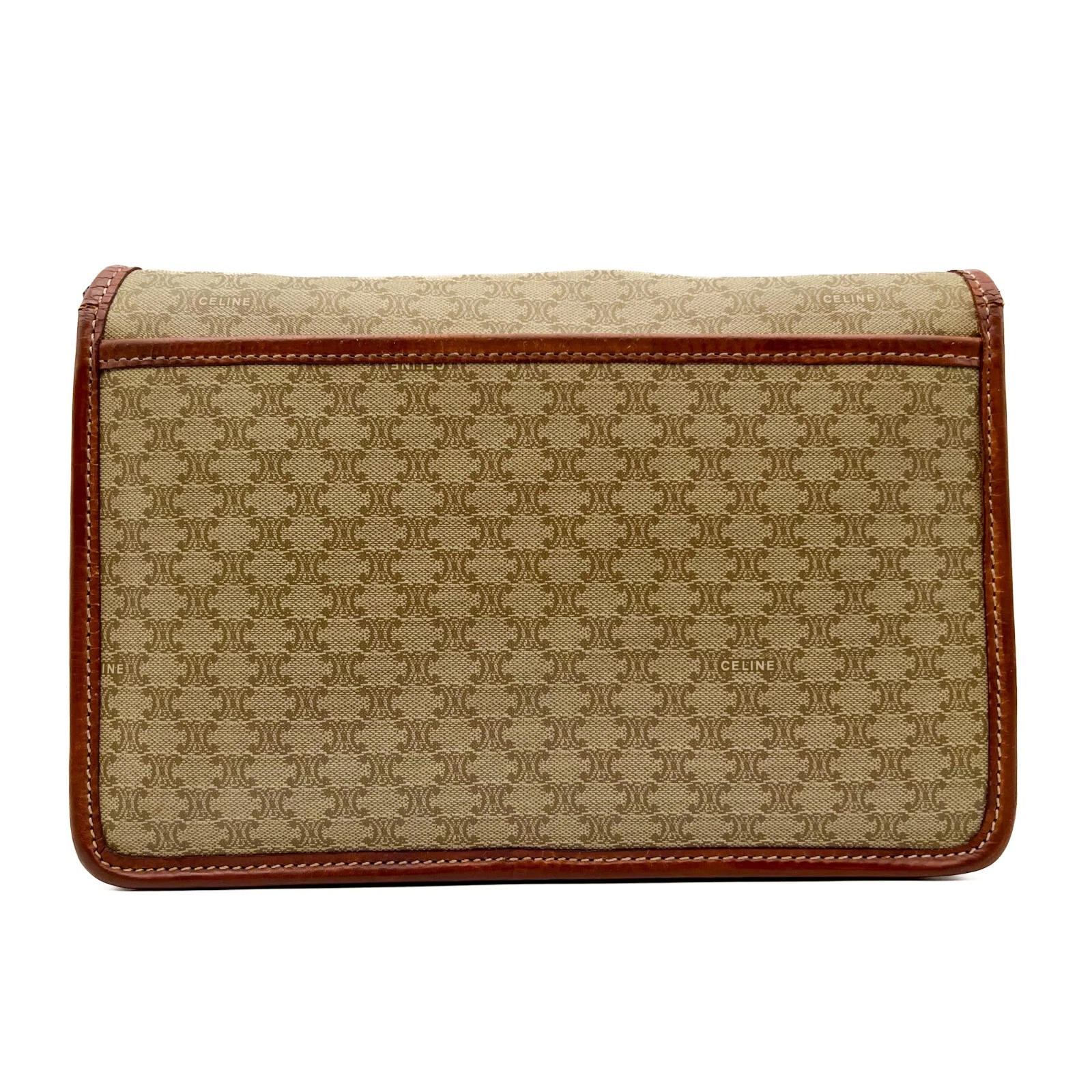 Borsa a tracolla vintage CELINE Macadam PVC pelle beige borsa autentica