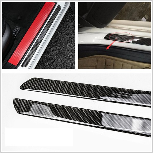 2 Car Carbon Fiber Door Sill Scuff Plate Cover Panel Step Protector Accessories - Picture 2 of 11