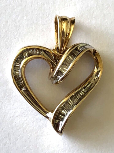 10K YELLOW SOLID GOLD NATURAL DIAMOND HEART LADIES