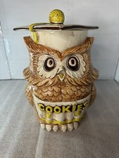 VINTAGE 11 Inch TREASURE CRAFT OWL GRADUATE COOKIE JAR MADE IN USA 1960S Used