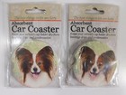 2 Papillon Car Coaster Absorbent Cup Holder Stoneware New