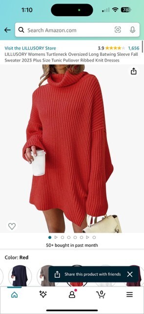 LILLUSORY Womens Turtleneck Oversized Batwing Sleeve Sweater New with Tag