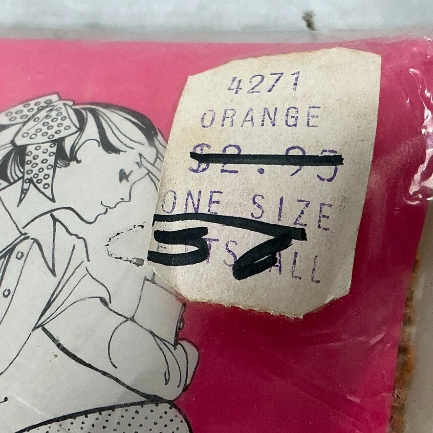 Medias, pantimedias, medias de red de pesca naranja vintage de los años 60 NOS Foto 4 de 4