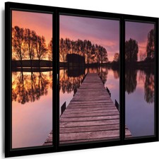 WANDBILDER FENSTERBlick Natur LANDSCHAFT Wald Baum Leinwand XXL Kunstdrucke N3B