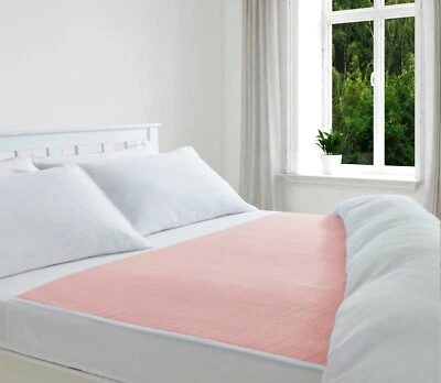 Absorbent Washable Incontinence Bed Pad/Waterproof Mattress Protector, Pink