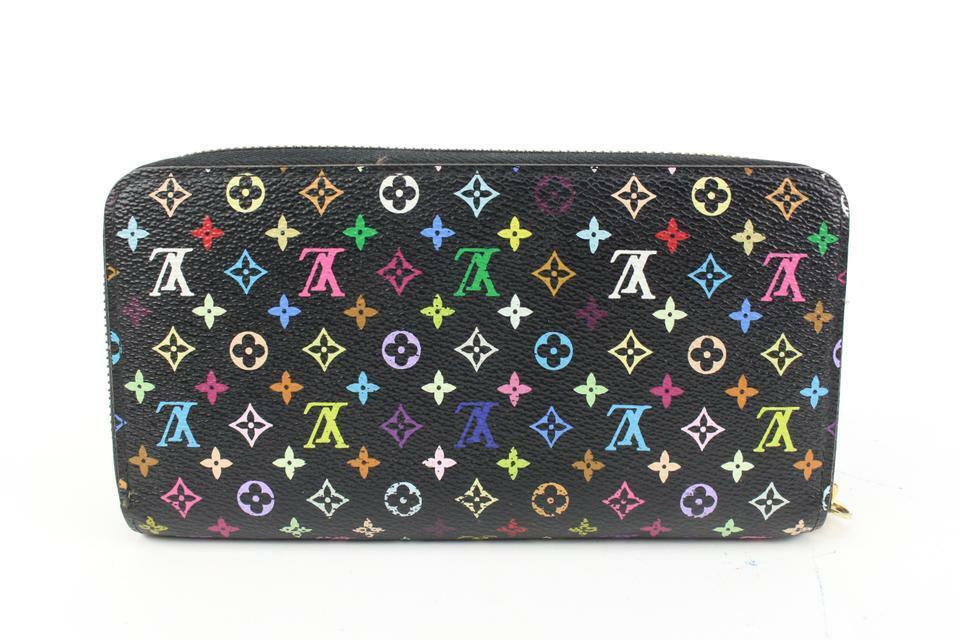 Louis Vuitton Black Monogram Multicolor Litchi Long Zippy Louis Vuitton Black Monogram Multicolor Litchi Long Zippy