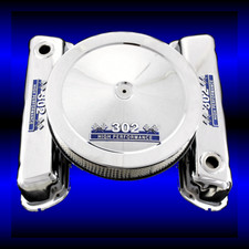 Chrome 302 Emblem Matching Valve Covers Air Cleaner Set Fits 302 Ford Engines