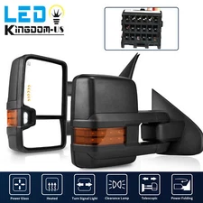 Pair Power Heated & Fold Tow Mirrors for 2014 - 2018 Chevy Silverado Sierra 1500