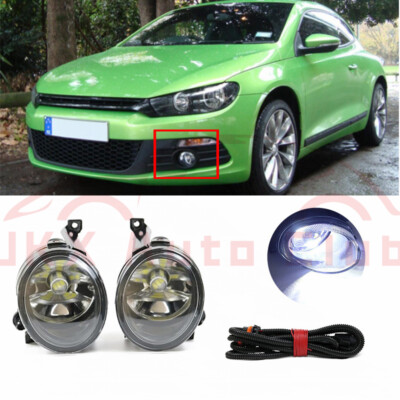 2Pcs Driving Lamp Fog Light LED Bulb And Harness b Fit For VW Scirocco 2009-2014