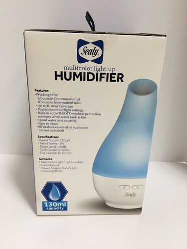 Sealy Humidifier Multicolor Light Up & Aroma Diffuser 130 Ml Tank Capacity - Picture 2 of 3