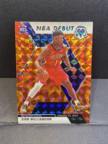 Zion Williamson 2019-2020 Mosaic Orange Reactive Holo Prizm NBA Debut Rookie Rc