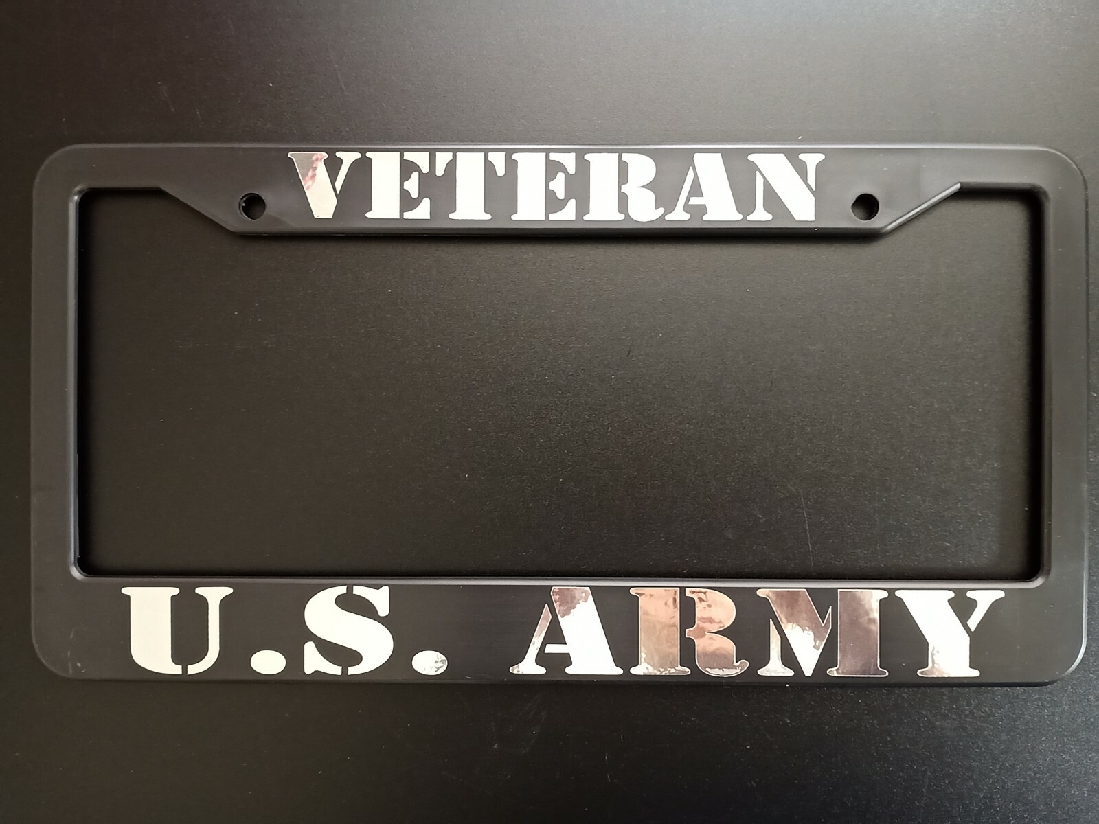 U.S. Army Veteran Car License Plate Frame Black Plastic Vehicle Accessories Part