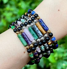 Energy Healing and Protection Bracelet, Gemstone Bead Bracelet, Chakra Healing