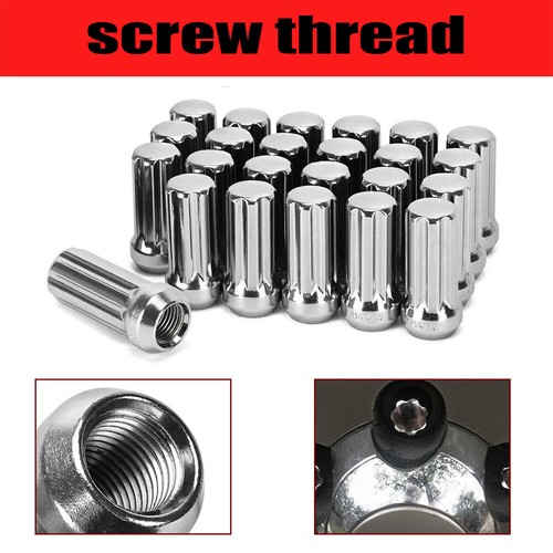 24 Chrome 14x1.5 Spline Lug Nuts For Chevy GMC Silverado Sierra 1500
