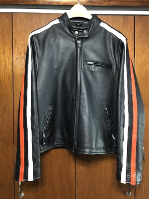 Harley-Davidson Women s Leather Motorcycle Racer Black Orange Stripe Jacket XXL