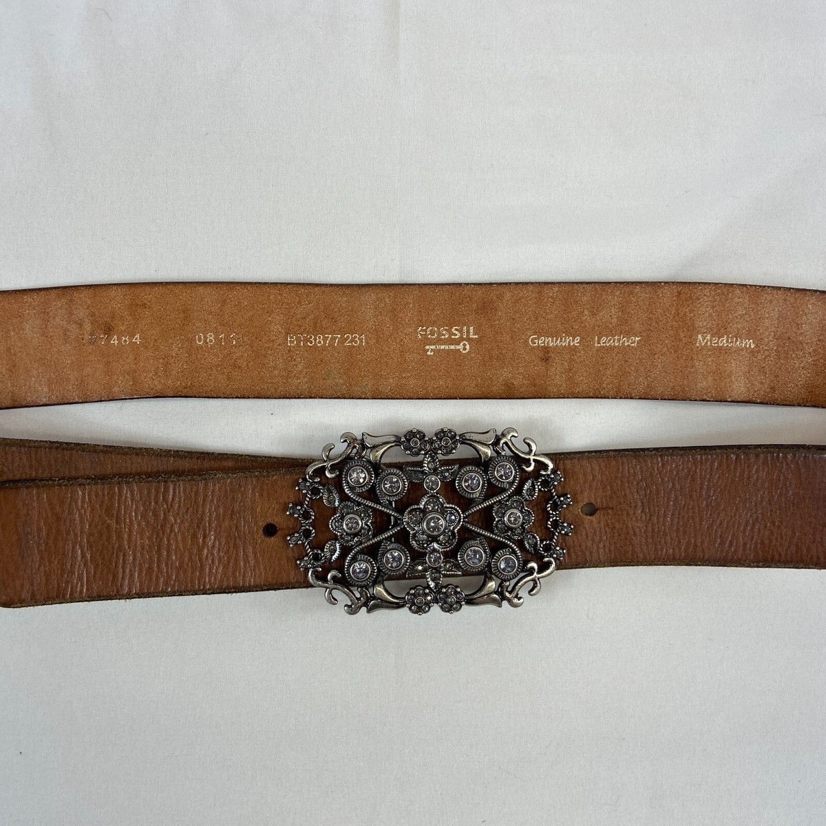 Fossil Womens Medium Belt Genuine Leather Brown with Silver  display picture 1