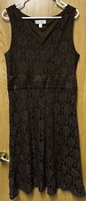 Issac Mizrahi Brown Vneck Empire Waist Sleeveless Lace Dress XL 12 14