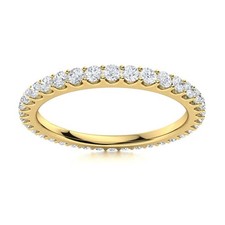 Full Eternity 2MM Round White Topaz 925 Sterling Silver Gold Plated Women Ring