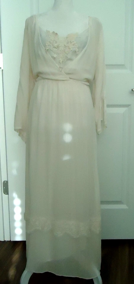 Vestido largo de boda marfil 100 % rayón talla grande 18 vintage años 70 Together para mujer Foto 2 de 4