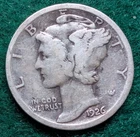 1926P MERCURY DIME 90% SILVER.