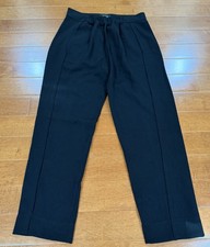 AYR Black Triacetate Pull On High Rise Cropped Estate Pants Sz. S