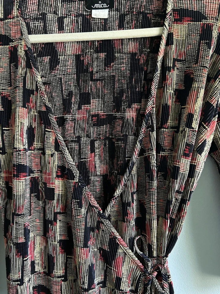 Vestido de Cóctel Vintage Disco Slinky Wiggle Wrap Look Talla Grande Corbata Lateral Metal Foto 2 de 4