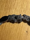Sterling Silver Onyx/Mother Of Pearl/Marcasite Bracelet - 8 Inches — photo 2