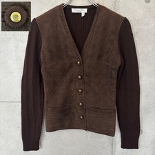 USED EXTREMELY RARE DIOR GALLIANO ERA CANNAGE KNIT SUEDE CARDIGAN VERYGOOD
