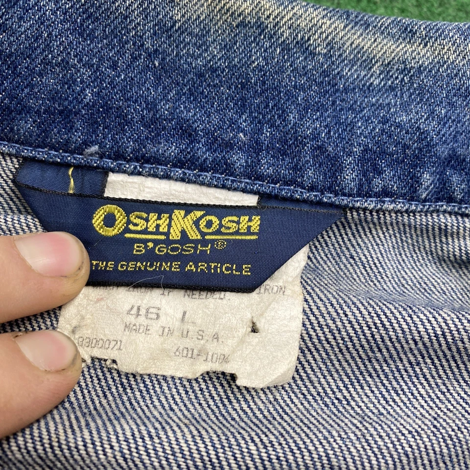 Jaqueta Oshkosh Bgosh Masculina Vintage L 48 Azul 70S 80S Casaco Denim Celeiro EUA - Imagem 4 de 4