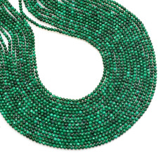 Natural Malachite Faceted Round Beads 2mm 2.5mm 3mm 3.5mm 15 Inch Strand