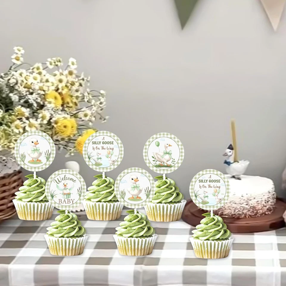Decoraciones de fiesta de baby shower Silly Goose para niños niñas, 24 piezas verde una tontería... Foto 2 de 4
