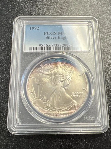 1992 American Silver Eagle $1 - PCGS MS 68 / Toning / Beautiful! - No Reserve!