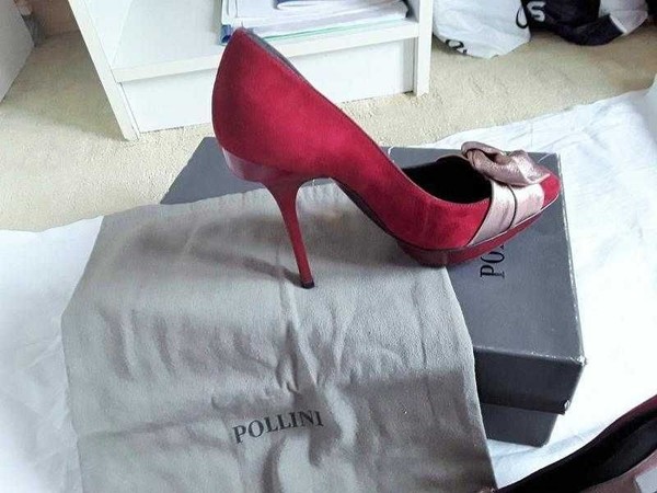 Women Heels Burgundy Suede 35